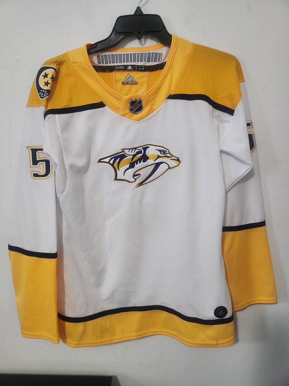 Adidas Nashville Predators White & Yellow Hockey Jersey